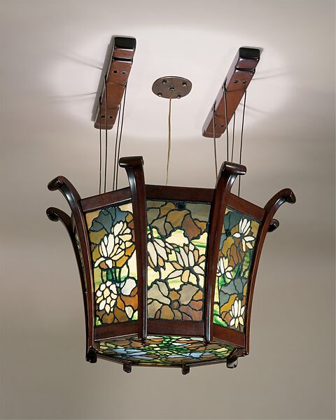 Chandelier, Greene and Greene (1894–1916), Mahogany, ebony, and leaded glass, American 