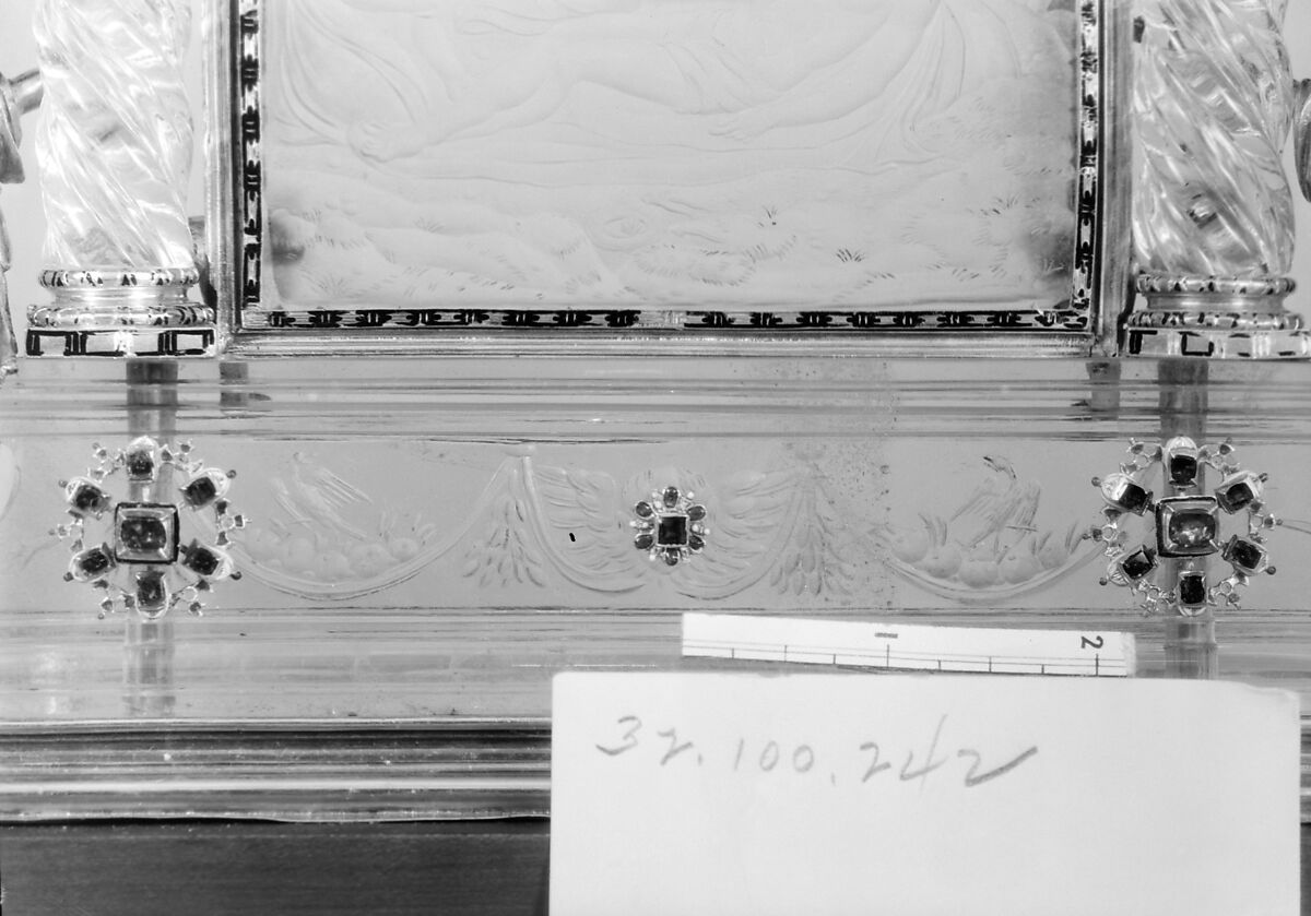 Pietà, Crystal, silver gilt, enamel, emeralds, rubies, probably French