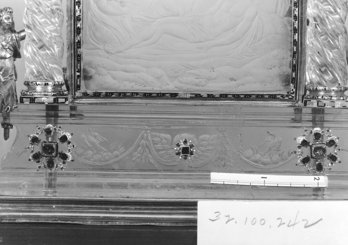 Pietà, Crystal, silver gilt, enamel, emeralds, rubies, probably French