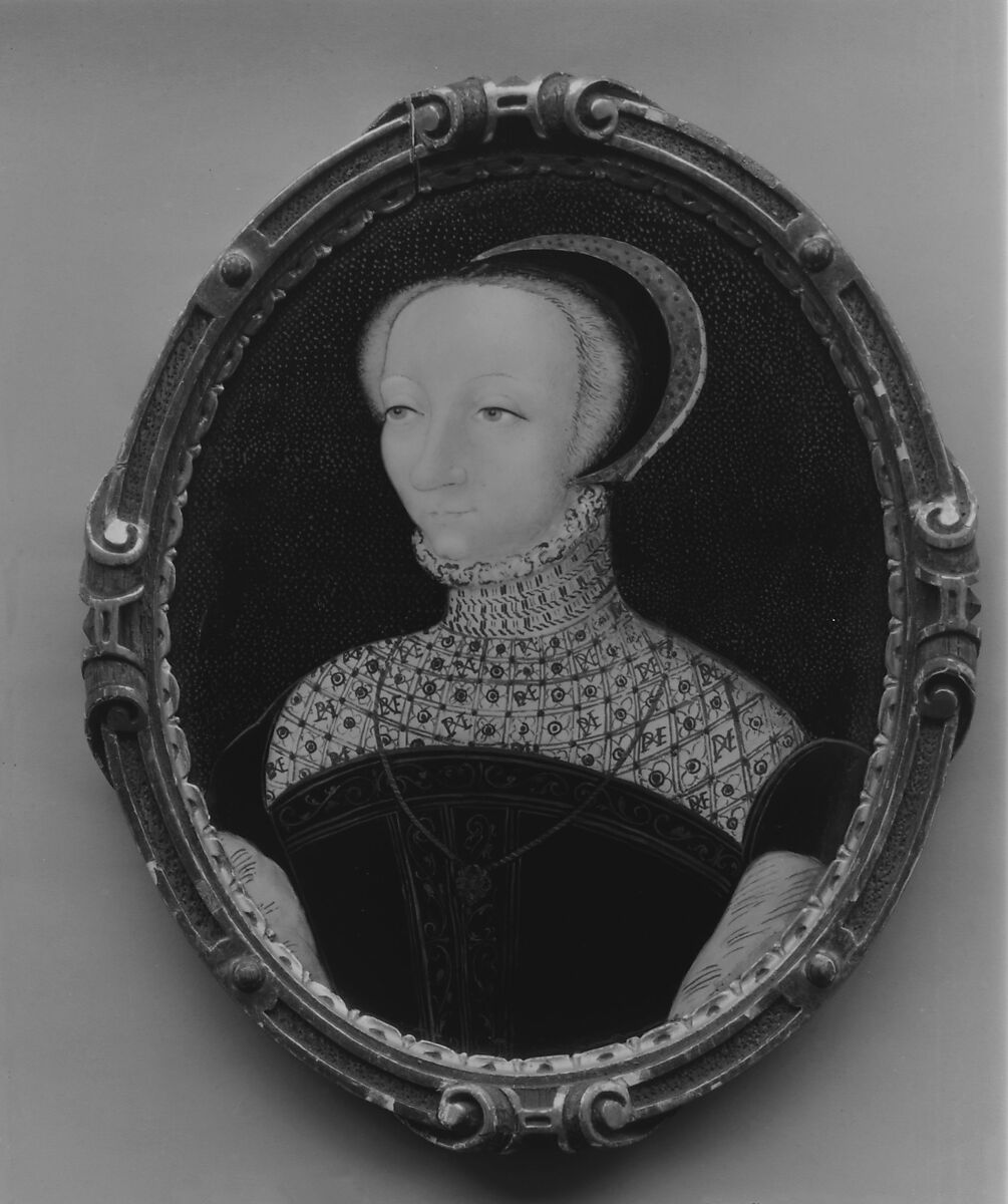 Portrait of Jeanne de Genouillac, Painted enamel on copper, partly gilt, French, possibly Paris
