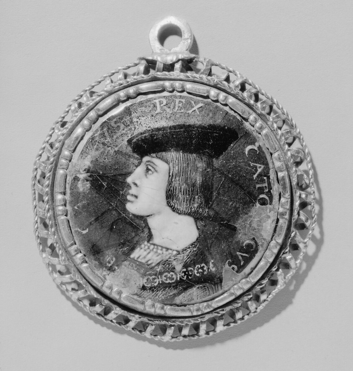 Emperor Charles V (1500–1558), Basse-taille and painted enamel on silver; silver-gilt frame, Italian, Lombardy, probably Milan