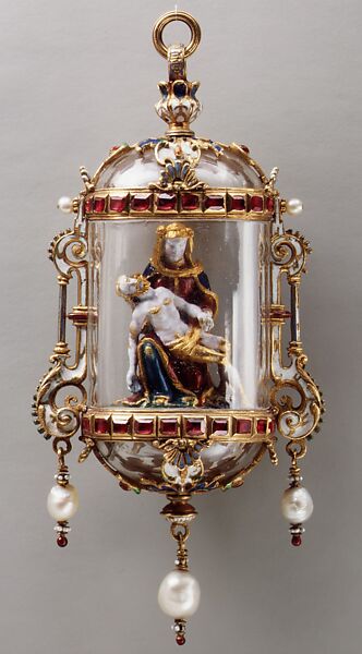 Pietà, Gold, enamel, crystal, rubies, pearls, German or French 