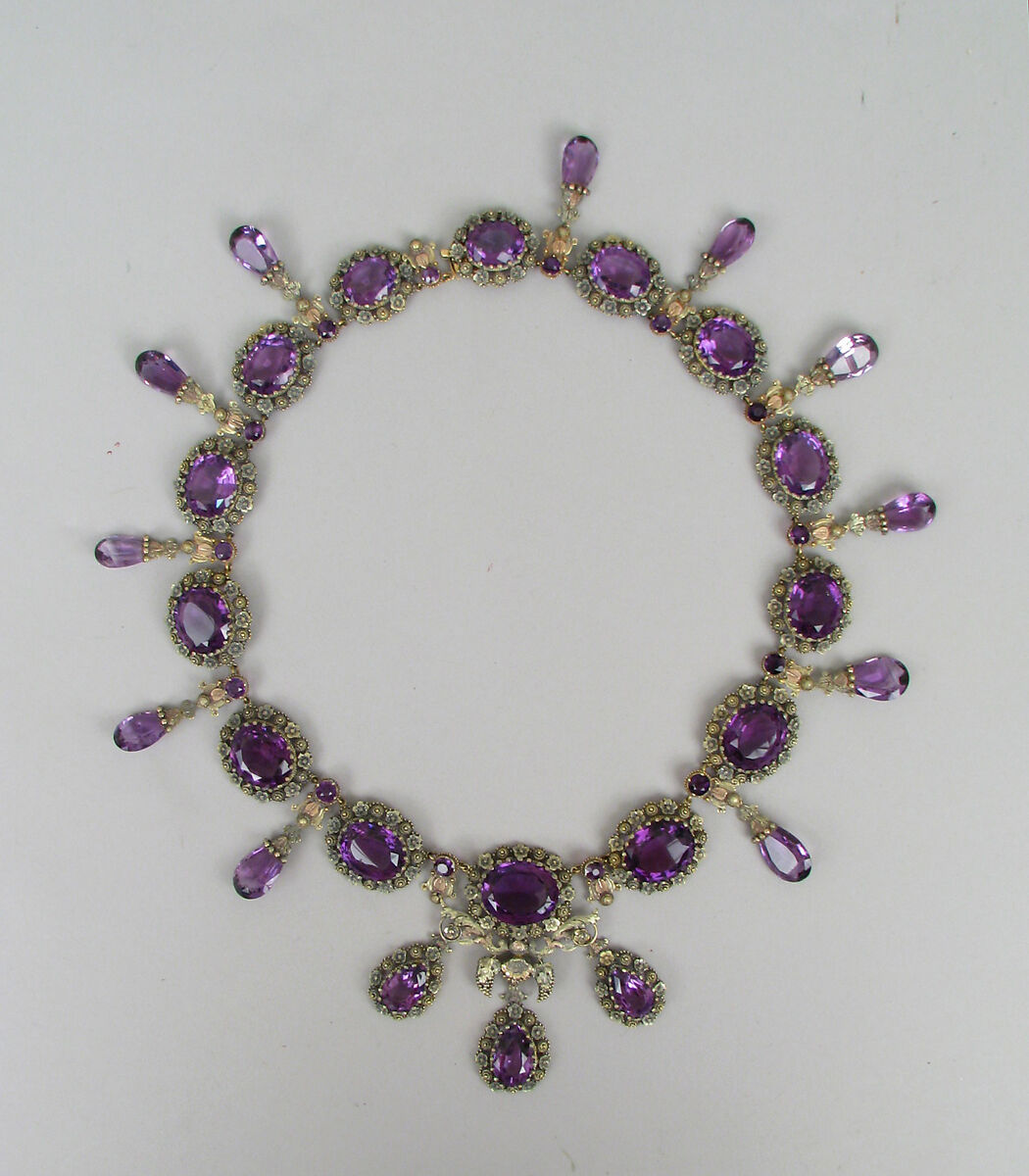Necklace (part of a set), Gold, amethysts, French, Paris