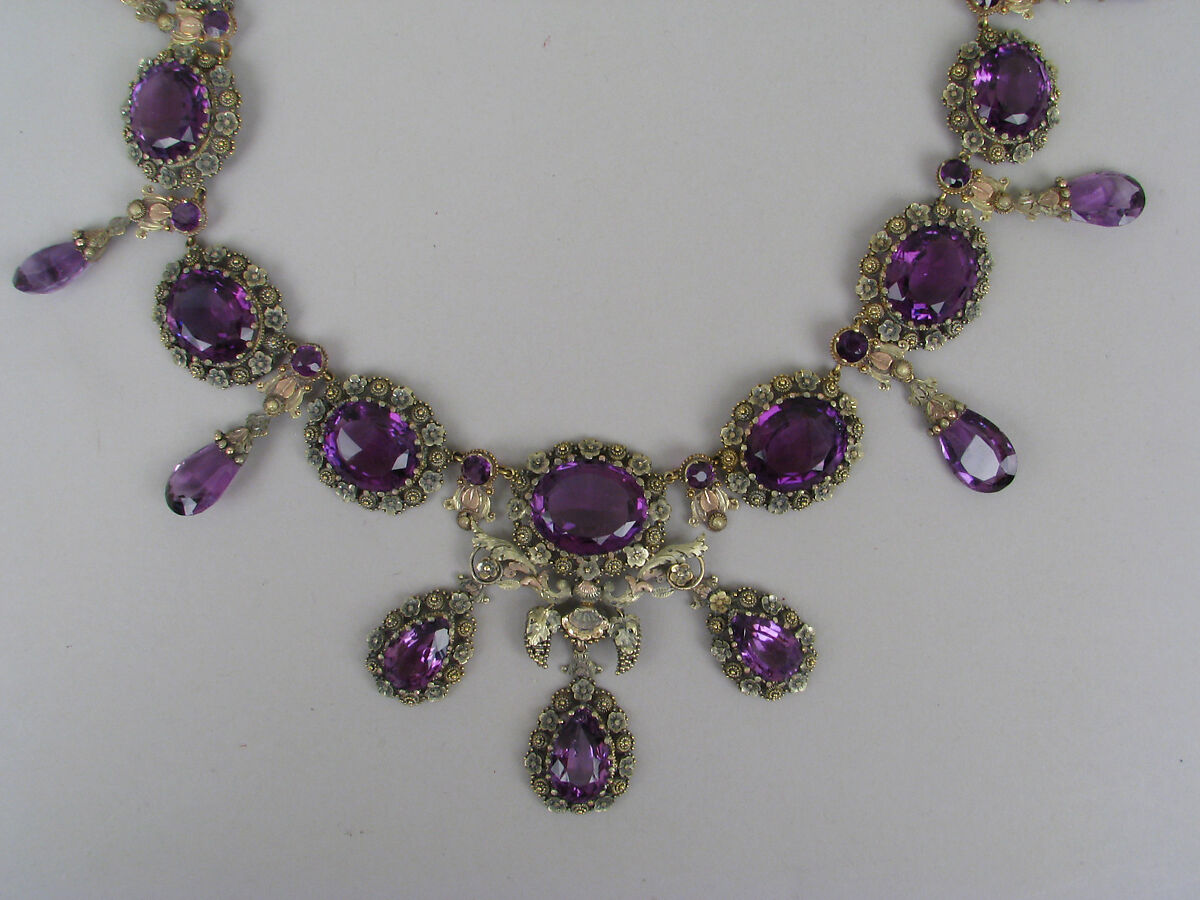 Necklace (part of a set), Gold, amethysts, French, Paris