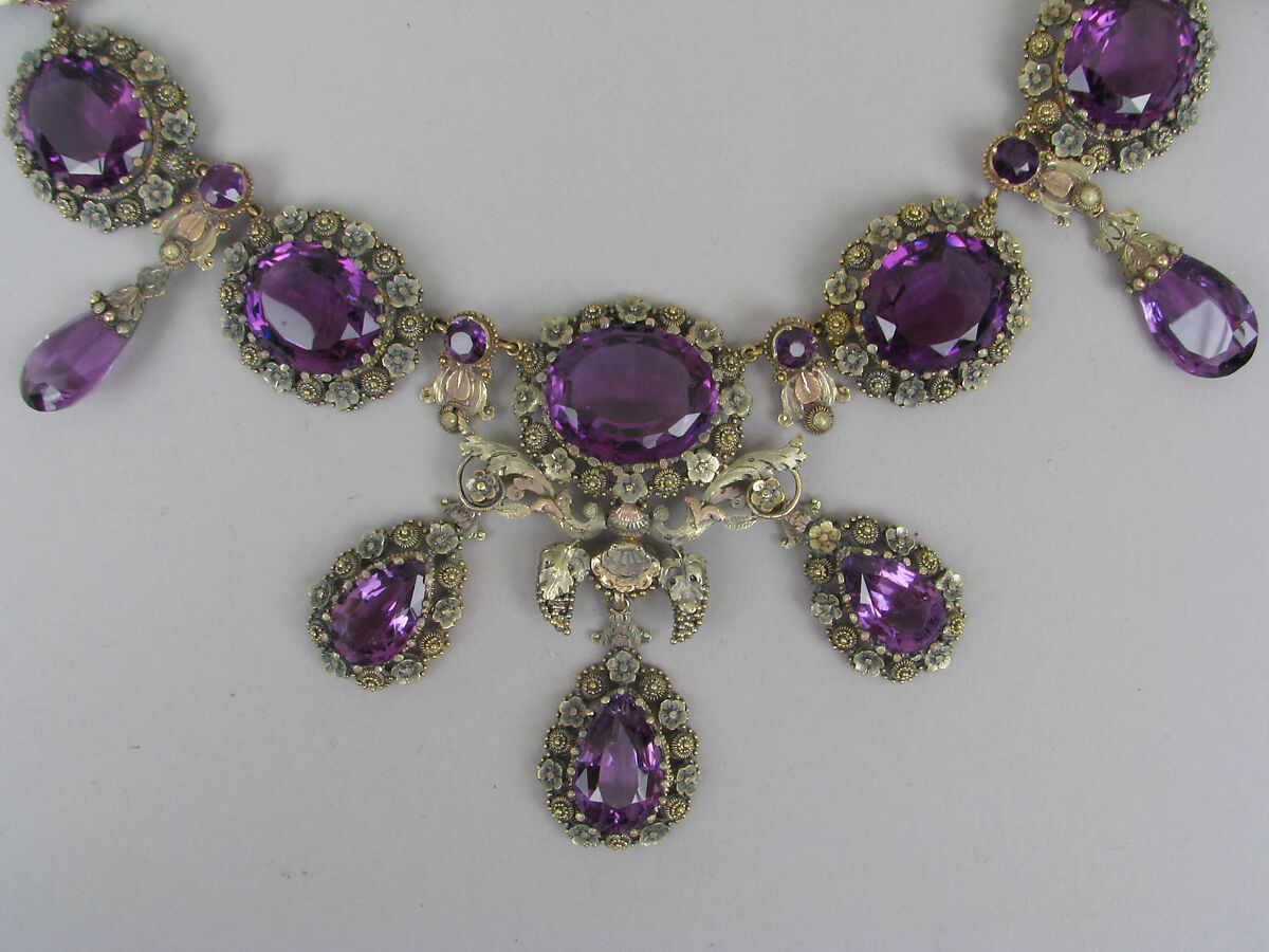Necklace (part of a set), Gold, amethysts, French, Paris