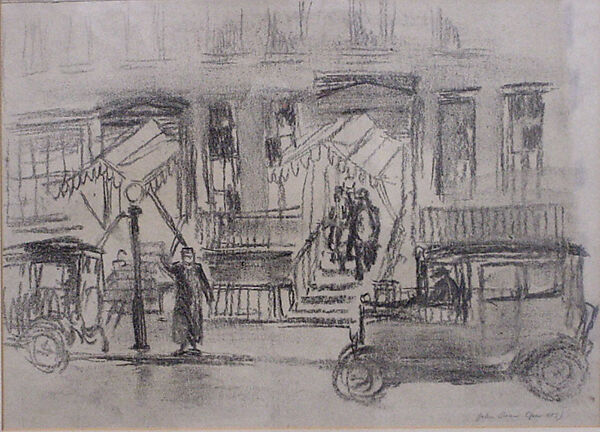 Sketch for the Lafayette (recto), John Sloan (American, Lock Haven, Pennsylvania 1871–1951 Hanover, New Hampshire), Charcoal on paper, American 