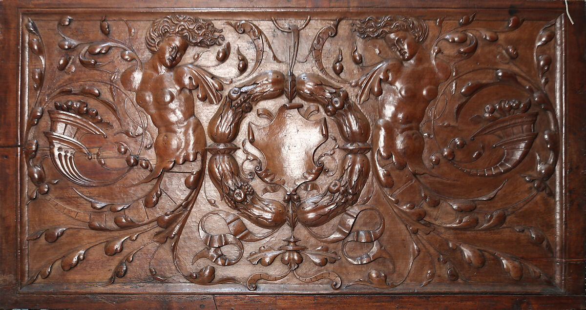 Chest front, Carved walnut, French 