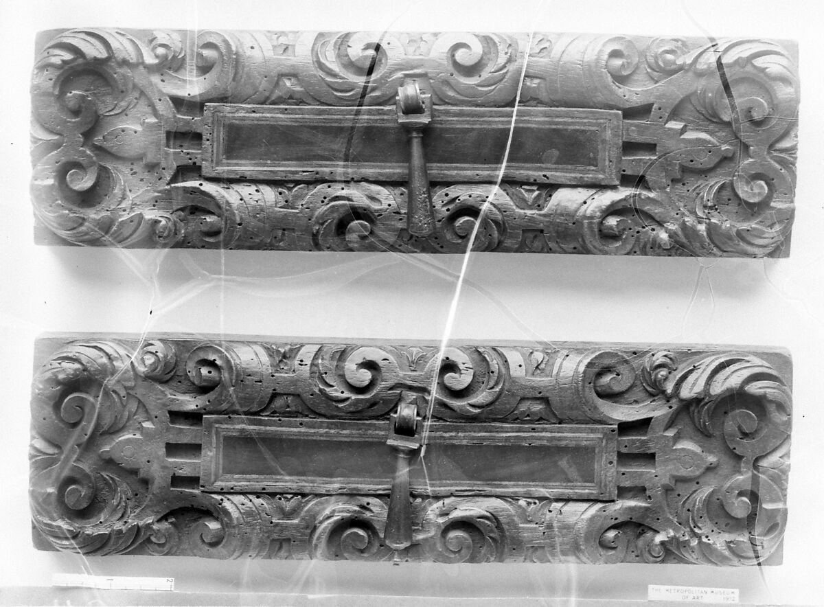Pair of drawer fronts, Carved walnut, French 