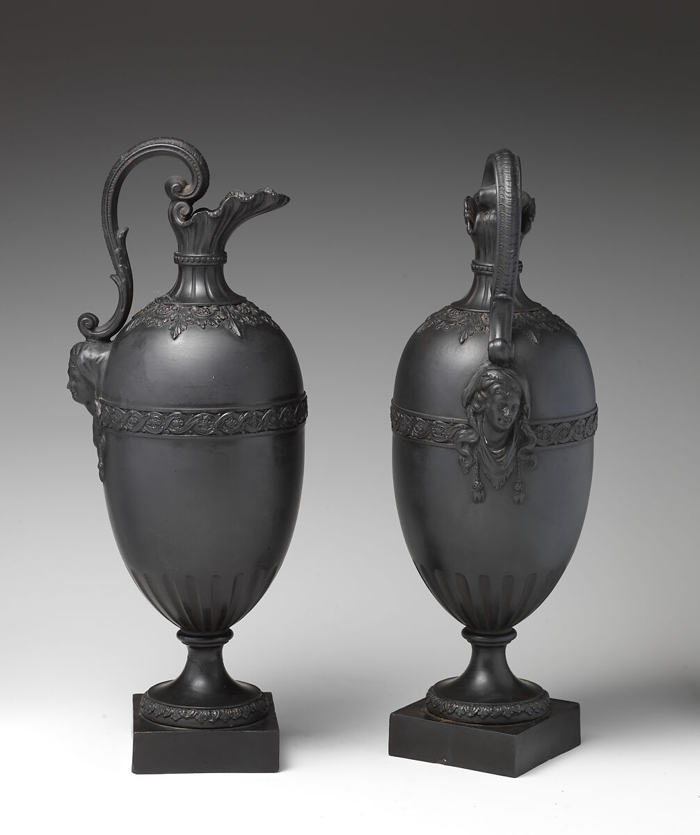 Ewer (one of a pair), Attributed to Church Works (Hanley, Staffordshire), Black basalt (stoneware), British, Staffordshire