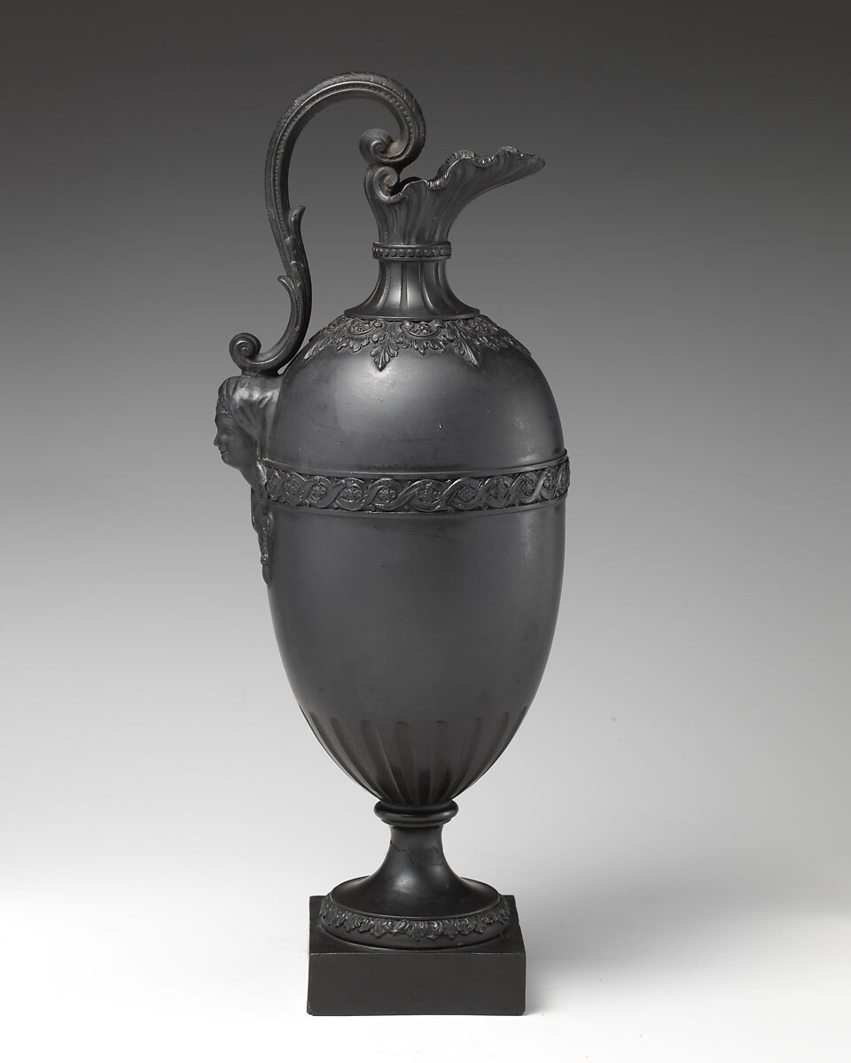 Ewer (one of a pair), Attributed to Church Works (Hanley, Staffordshire), Black basalt (stoneware), British, Staffordshire 