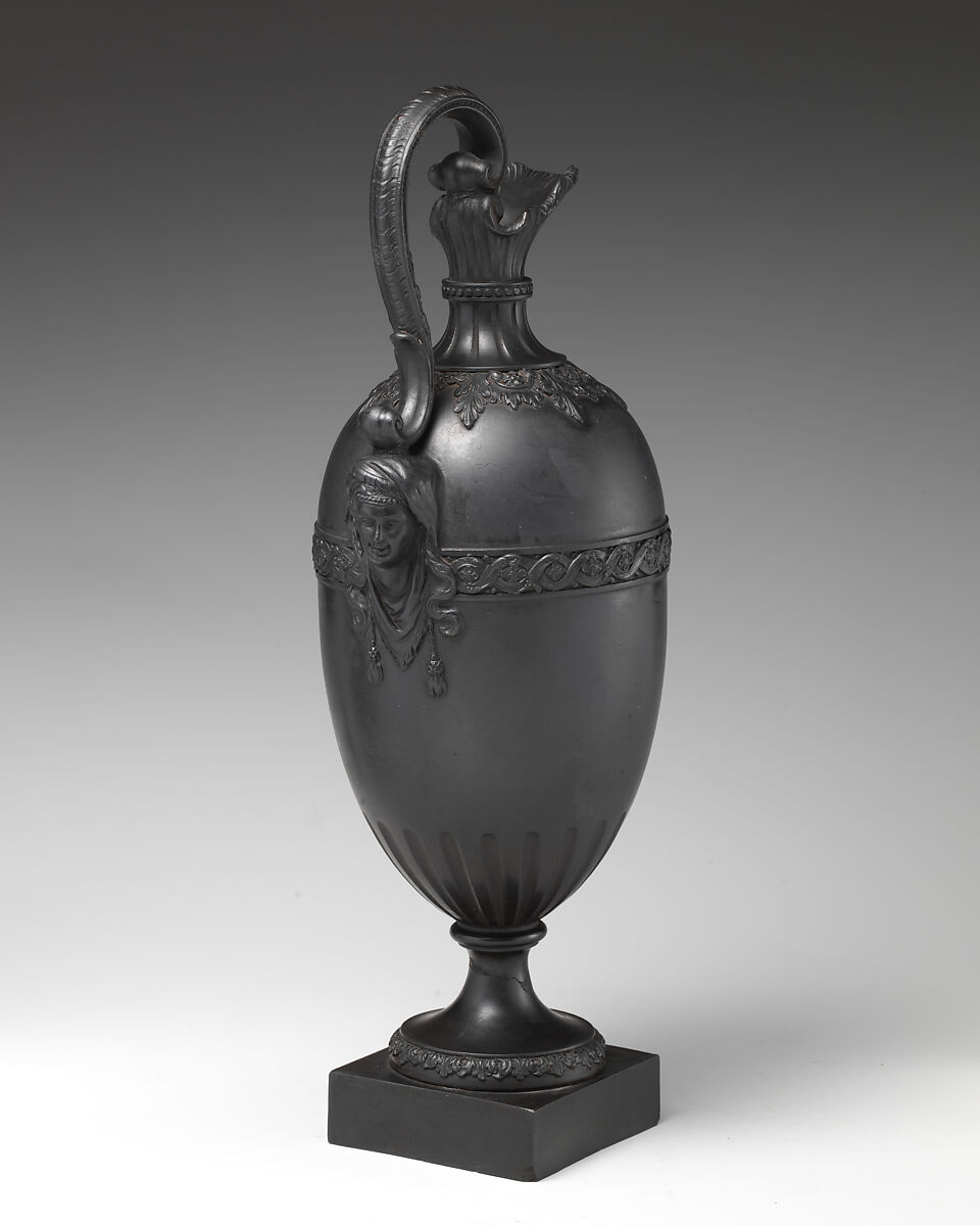 Ewer (one of a pair), Attributed to Church Works (Hanley, Staffordshire), Black basalt (stoneware), British, Staffordshire