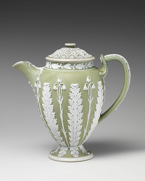 Chocolate pot, Josiah Wedgwood and Sons (British, Etruria, Staffordshire, 1759–present), Jasperware, British, Etruria, Staffordshire 