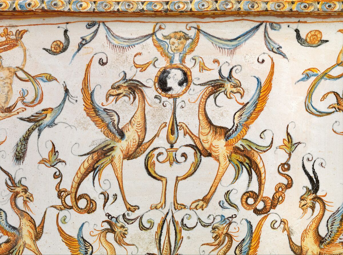 Inkstand with Apollo and the Muses, Workshop of the Patanazzi family (Italian, active ca. 1580–1620), Maiolica (tin-glazed earthenware), Italian, Urbino