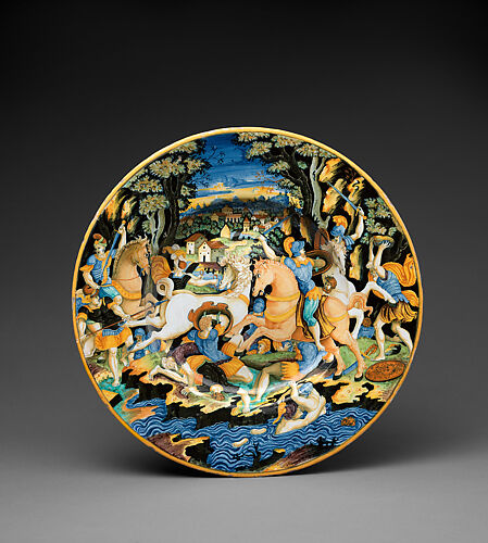 Dish with battle scene