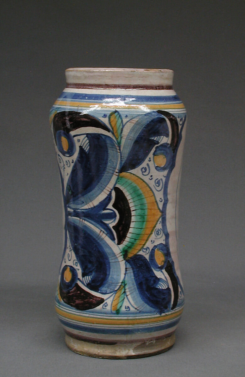 Storage Jar (Albarello), Maiolica (tin-glazed earthenware), Italian or French