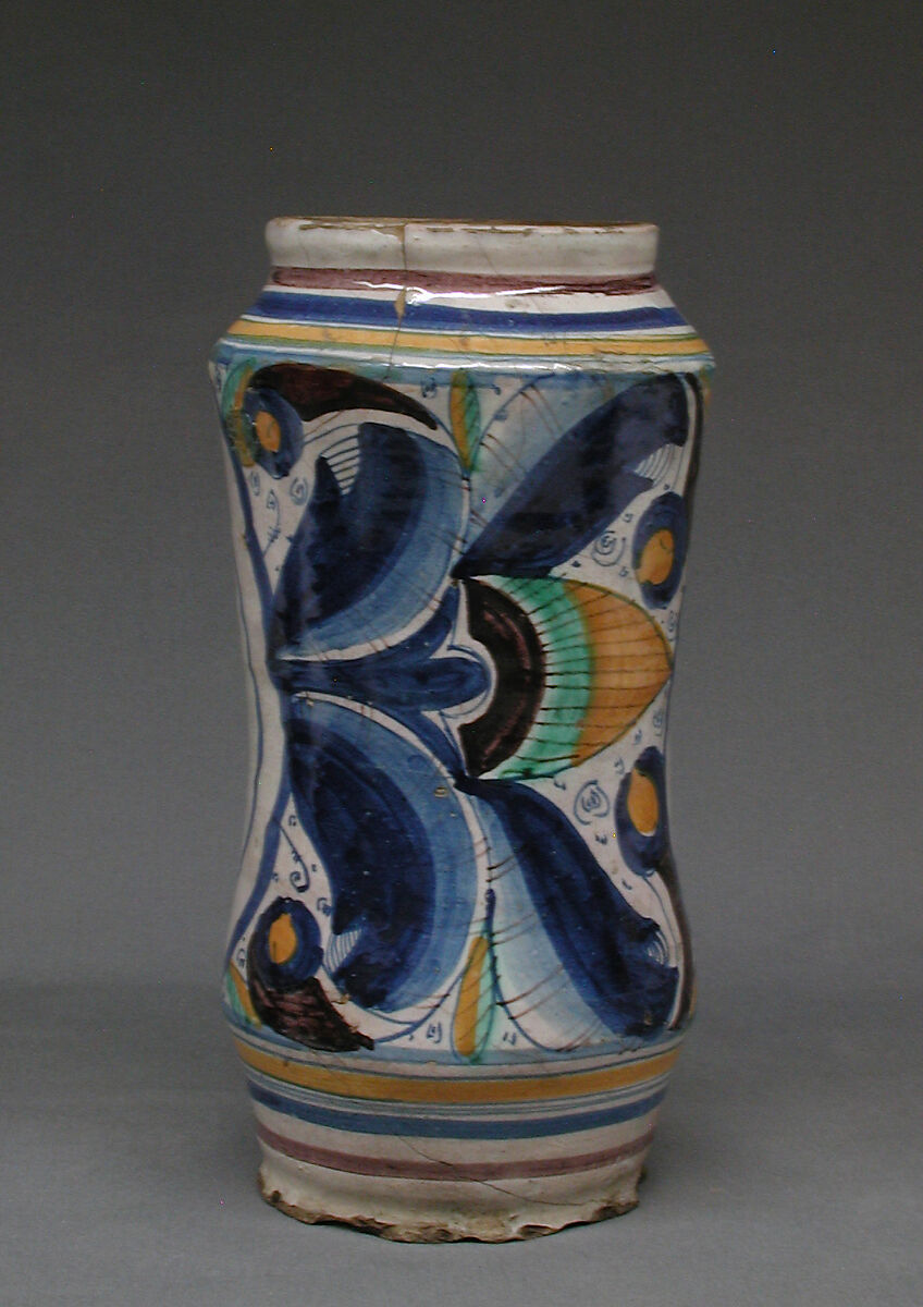 Storage Jar (Albarello), Maiolica (tin-glazed earthenware), Italian or French