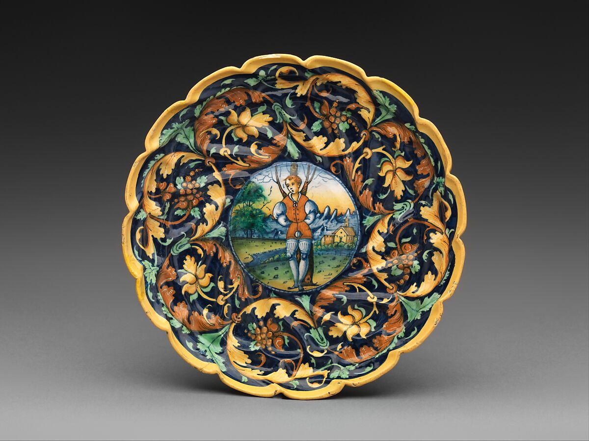 Bowl with A Lover Tied to a Tree, Maiolica (tin-glazed earthenware), Italian, Faenza 