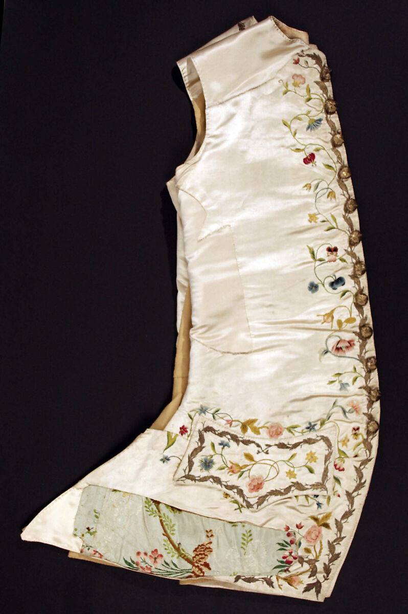 Waistcoat, Silk and metal on silk, British or French