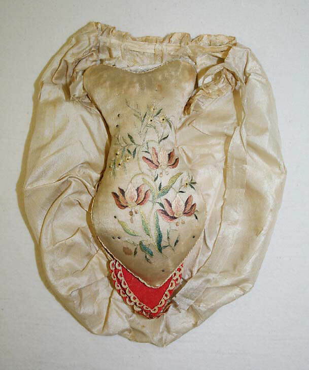 Reticule, Silk and taffeta, embroidered, French, possibly 