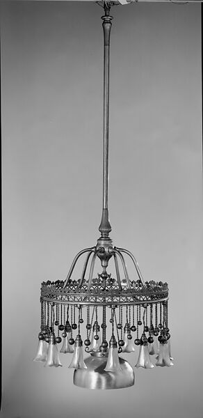 Chandelier, Designed by Louis C. Tiffany (American, New York 1848–1933 New York), Leaded opalescent glass, metal, American 