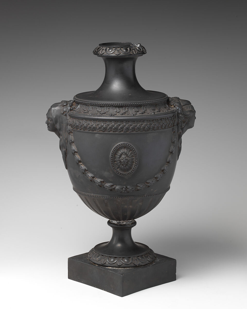 Urn (one of a pair), James Neale, Black basalt ware, British, Hanley, Staffordshire