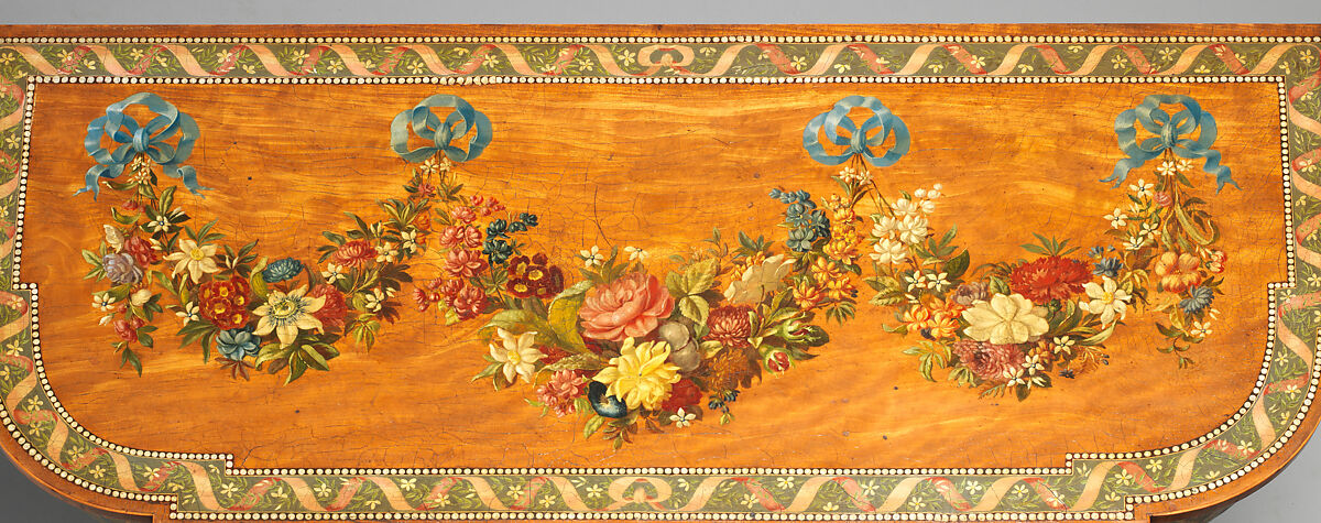 Pair of pier tables, Top: white oak; rear apron: ash; bottom shelf: mahogany; marble; gilt bronze, British