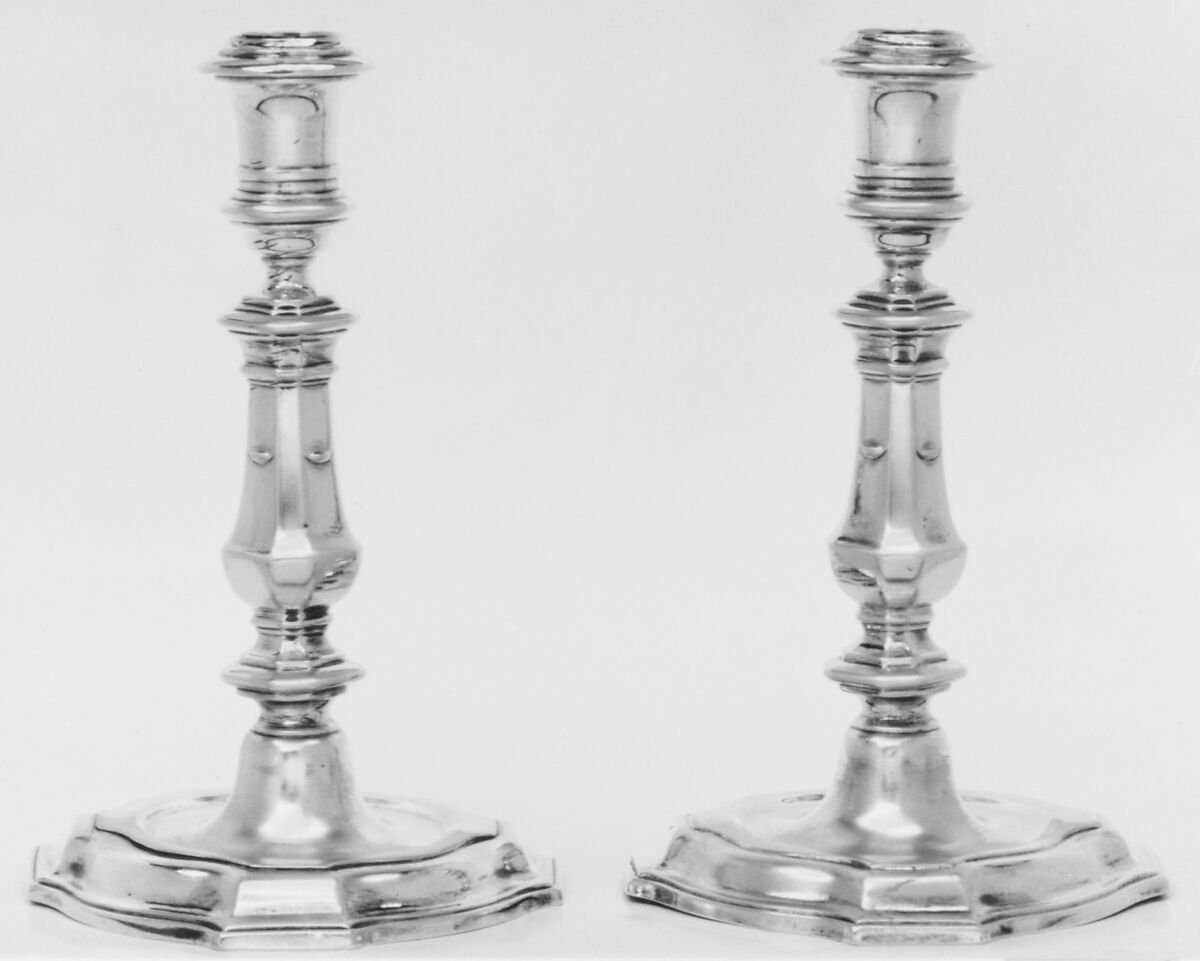 Candlestick (one of a pair), Anthony de Rooy (1731–1754), Silver, Dutch, Amsterdam 