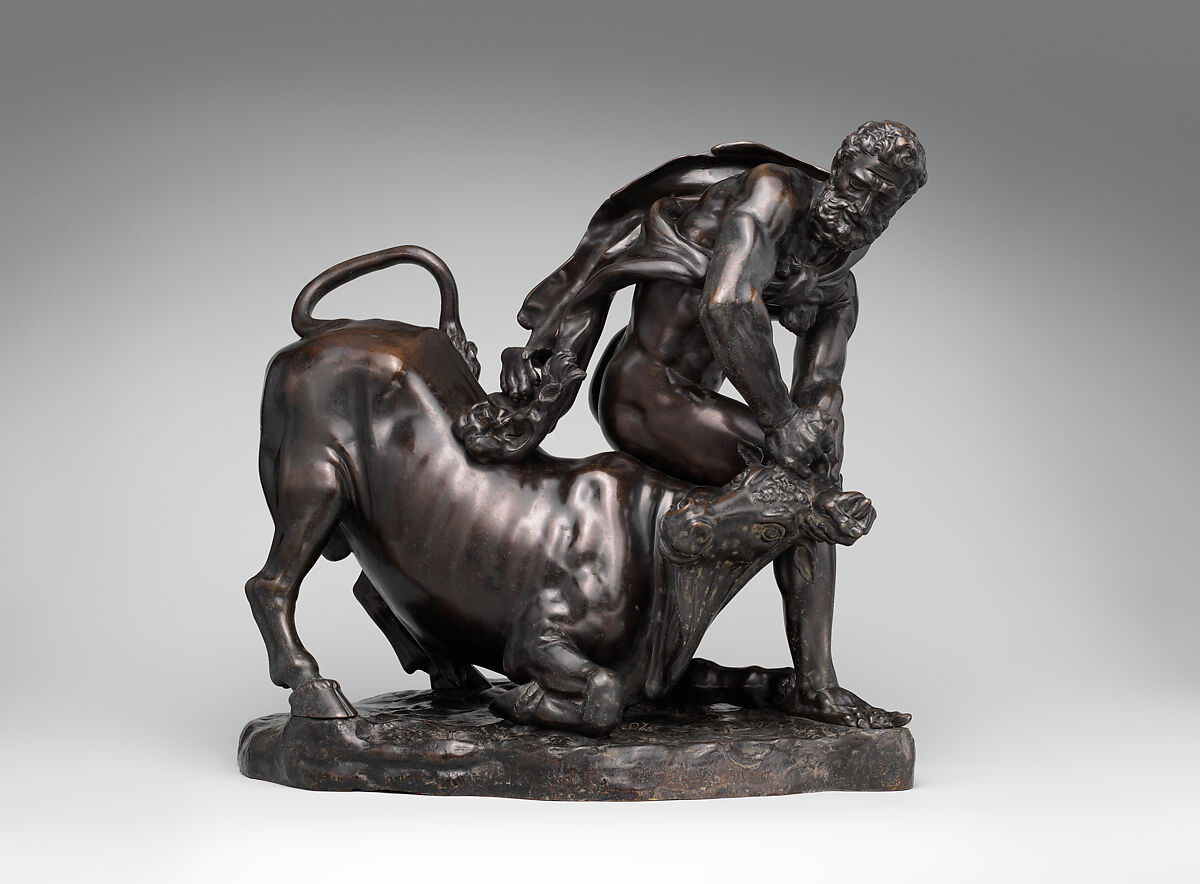 Hercules and the Cretan Bull, Manner of Giambologna (Netherlandish, Douai 1529–1608 Florence), Bronze, French or Netherlandish 