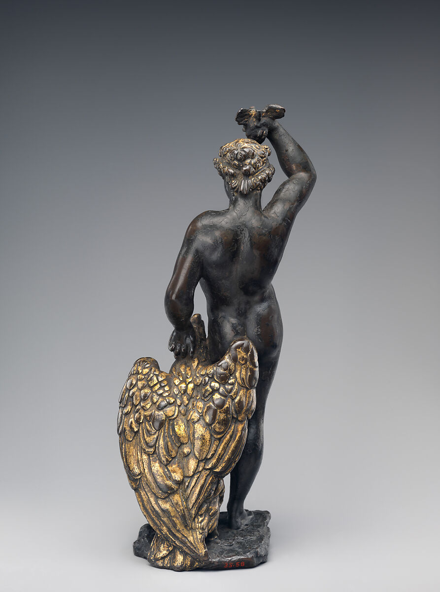 Ganymede with eagle and eaglet, After a composition by Benvenuto Cellini (Italian, Florence 1500–1571 Florence), Bronze, partially oil-gilt, Italian, Florence