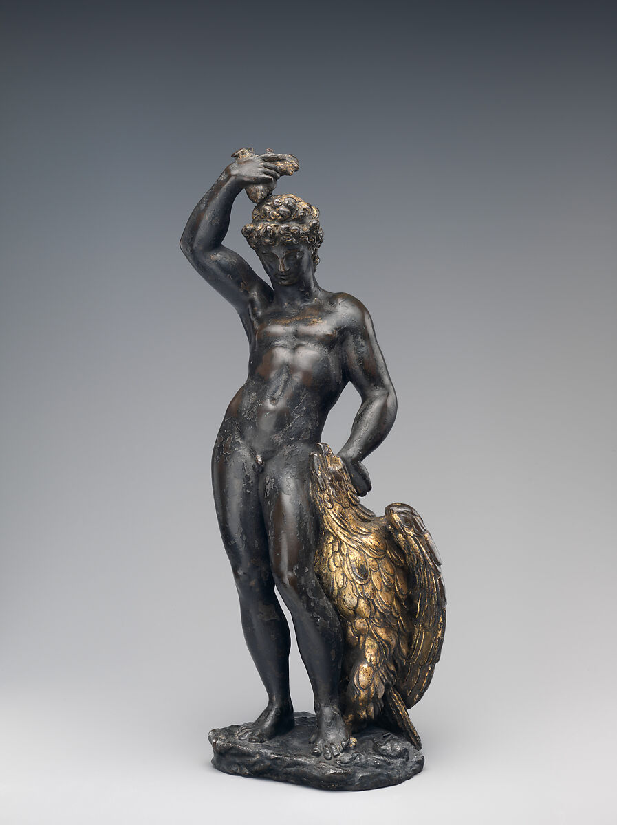 Ganymede with eagle and eaglet, After a composition by Benvenuto Cellini (Italian, Florence 1500–1571 Florence), Bronze, partially oil-gilt, Italian, Florence 
