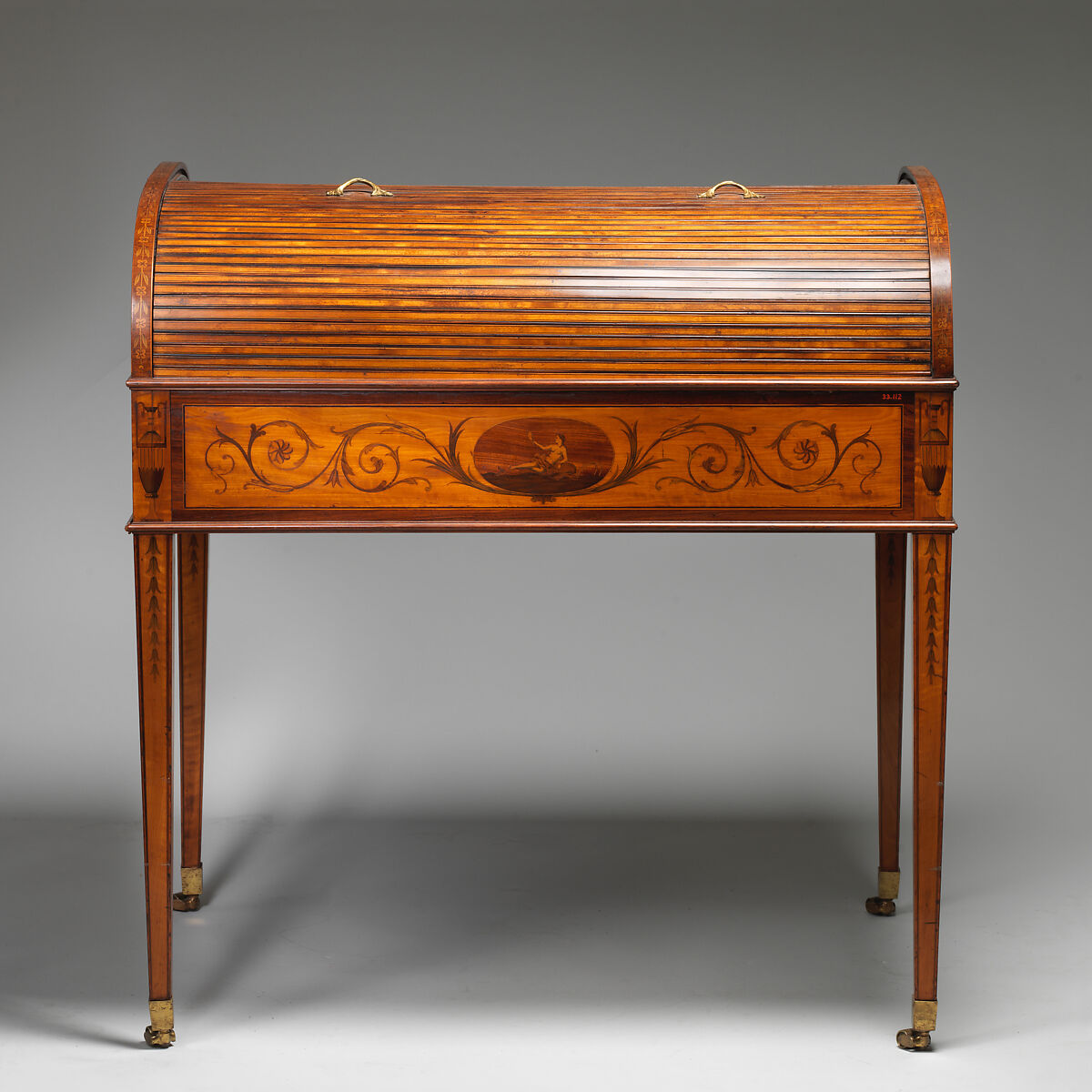 Desk or writing table, Satinwood, inlaid, British