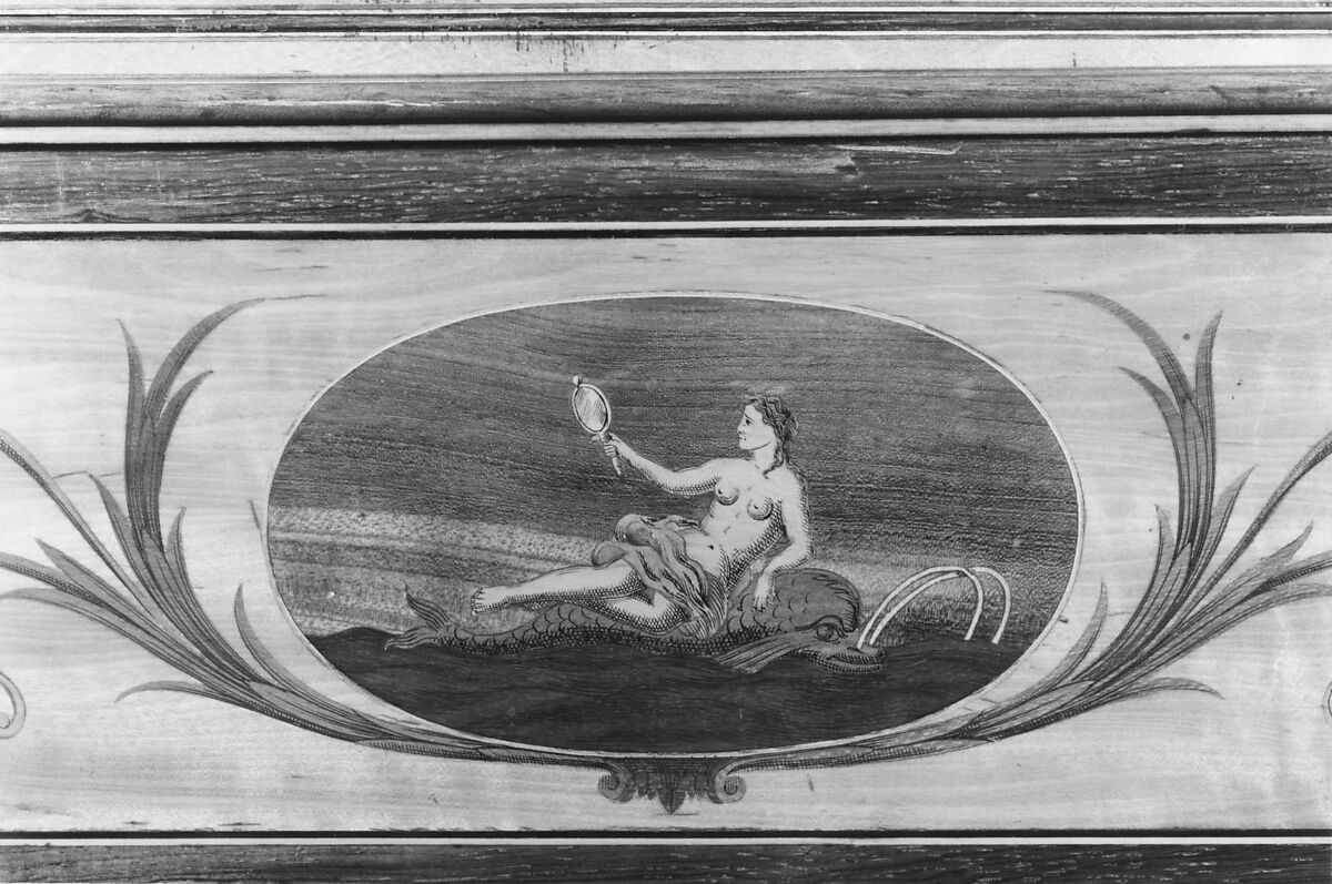 Desk or writing table, Satinwood, inlaid, British