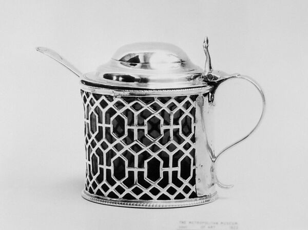 Mustard pot and spoon (one of a pair)