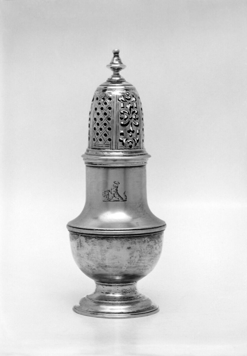 Pair of casters, Samuel Wood (entered 1739), Silver, British, London