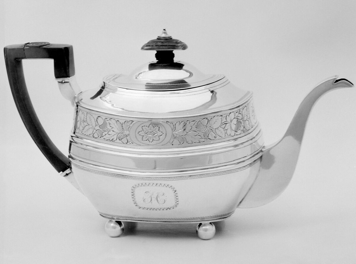 Teapot, Duncan Urquhart (active 1791–1809), Silver, British, London