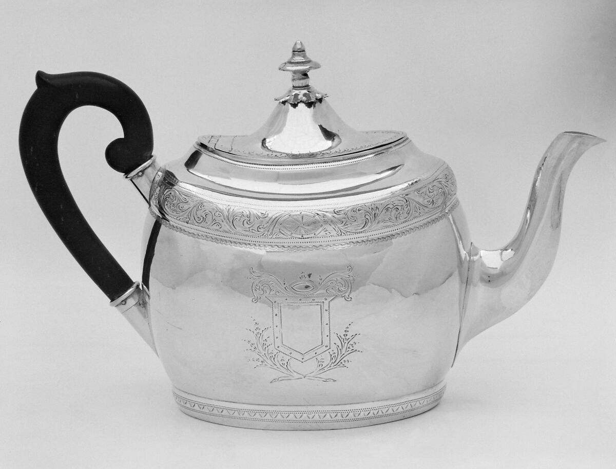 Teapot, Richard Sawyer, Silver, wood, Irish, Dublin 
