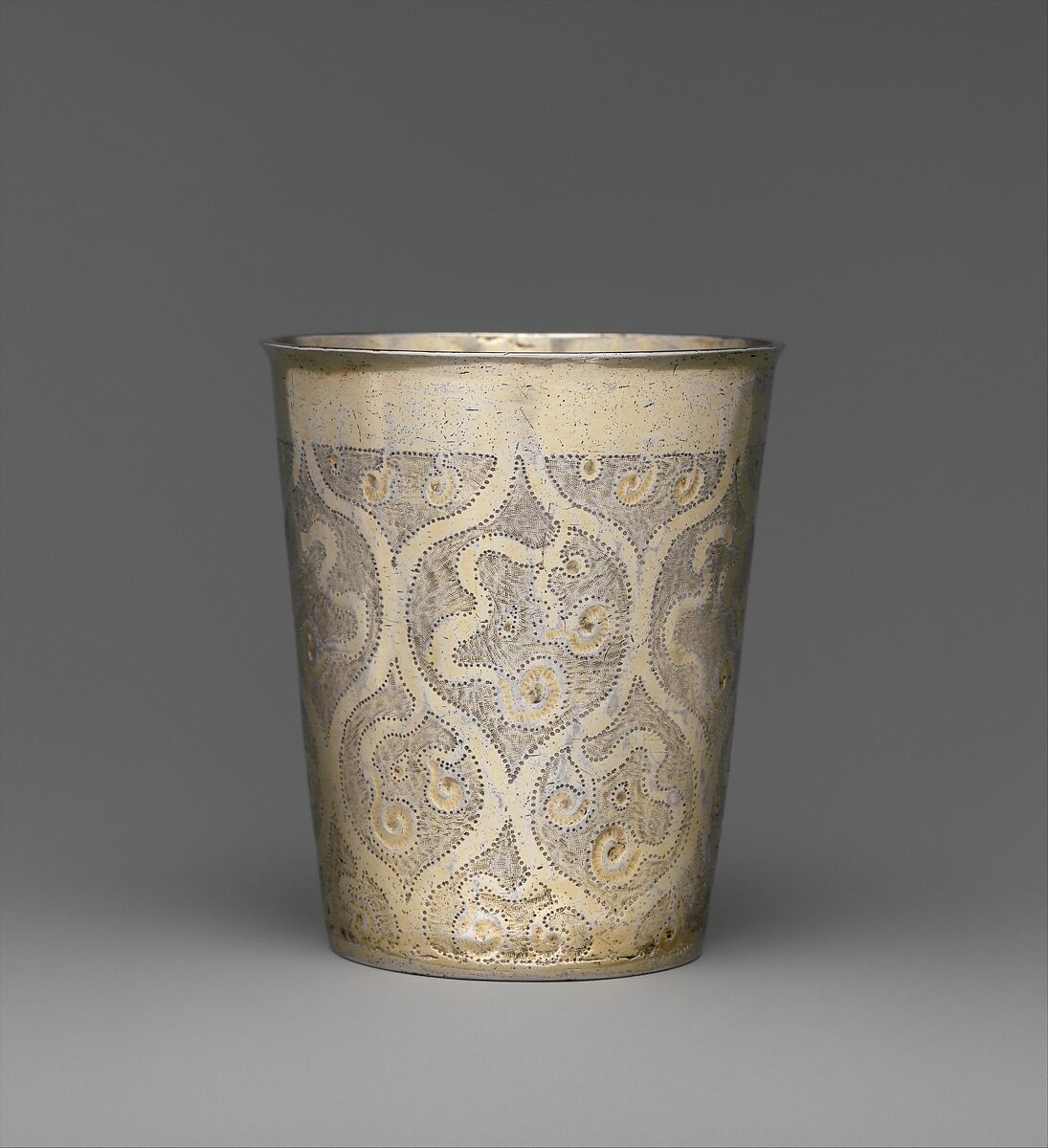 Beaker, Matthäus Bair (1550–1626, master ca. 1575), Gilded silver, German, Augsburg 