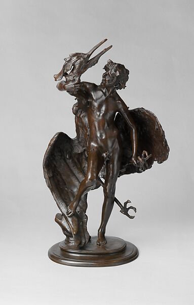 Young Faun with Heron, Frederick William MacMonnies (American, New York 1863–1937 New York), Bronze, American 