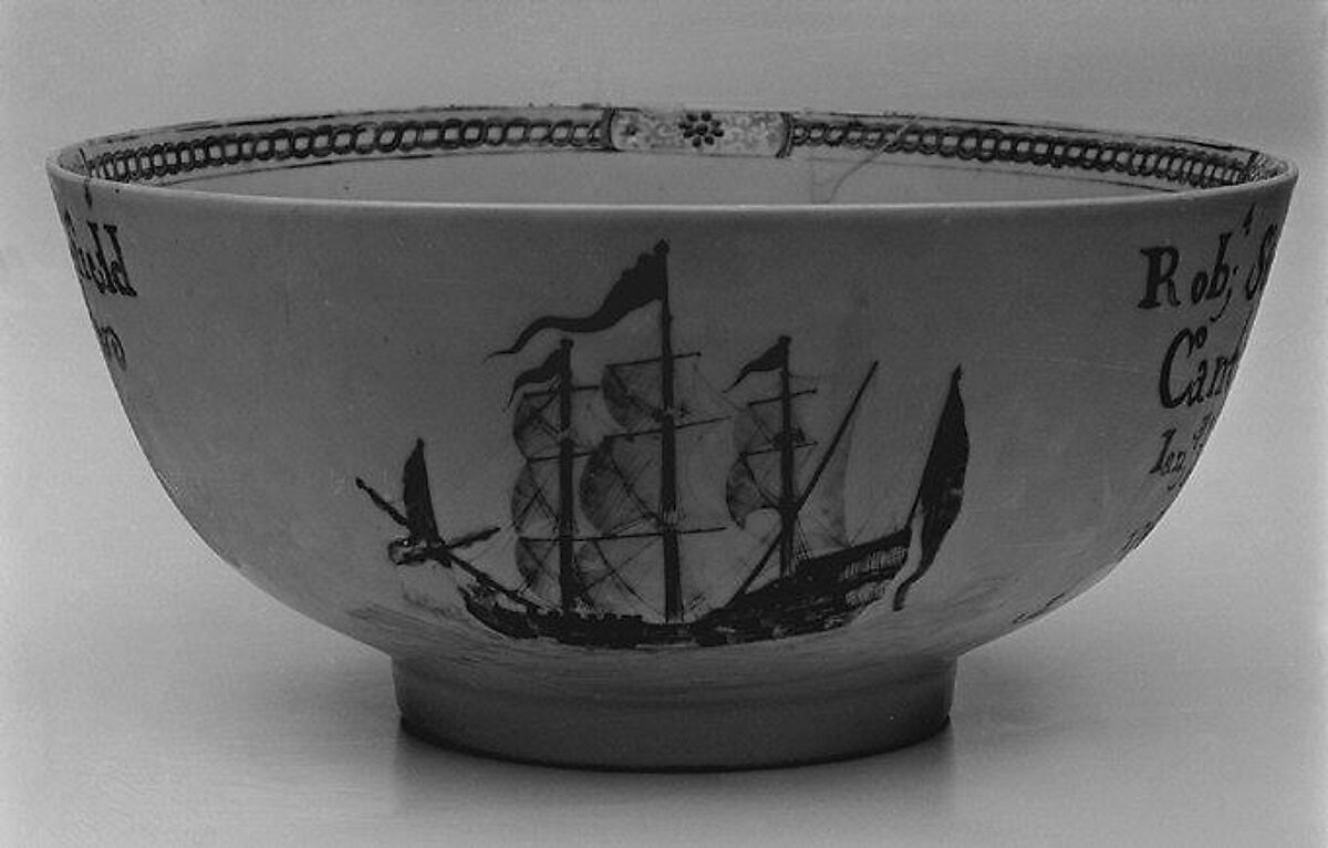 Punch bowl, Hard-paste porcelain, Chinese, for British market 