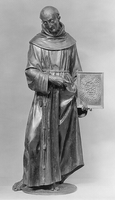 Saint Bernardino of Siena, Fulvio Signorini (1563–after 1609), Bronze, partially oil-gilt, Italian, Siena