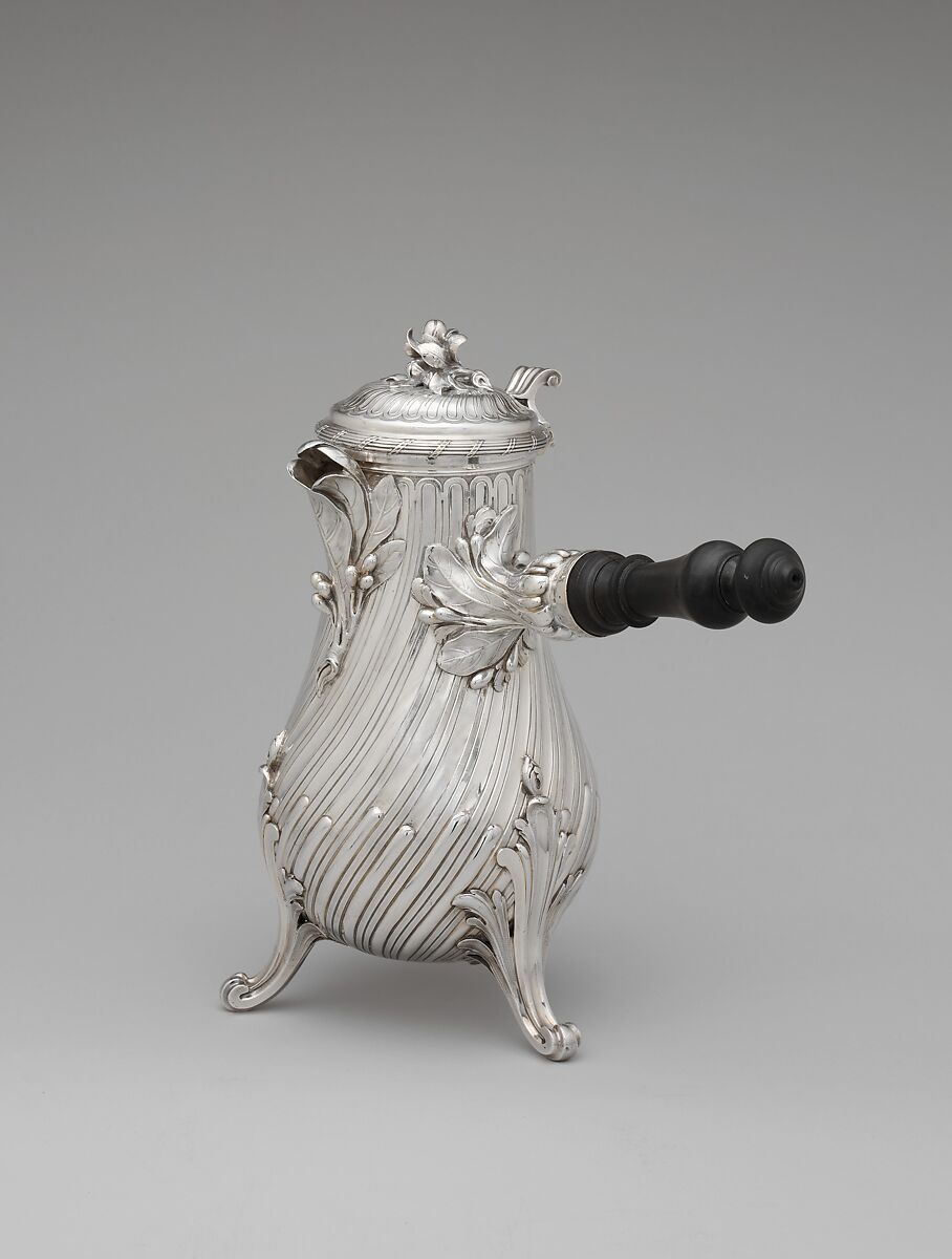 Coffeepot, François Thomas Germain (French, Paris 1726–1791 Paris, master 1748), Silver with ebony handle, French, Paris