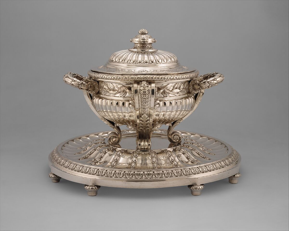 TUREENS, a pair, sterling, silver. Louis XV-style. French export