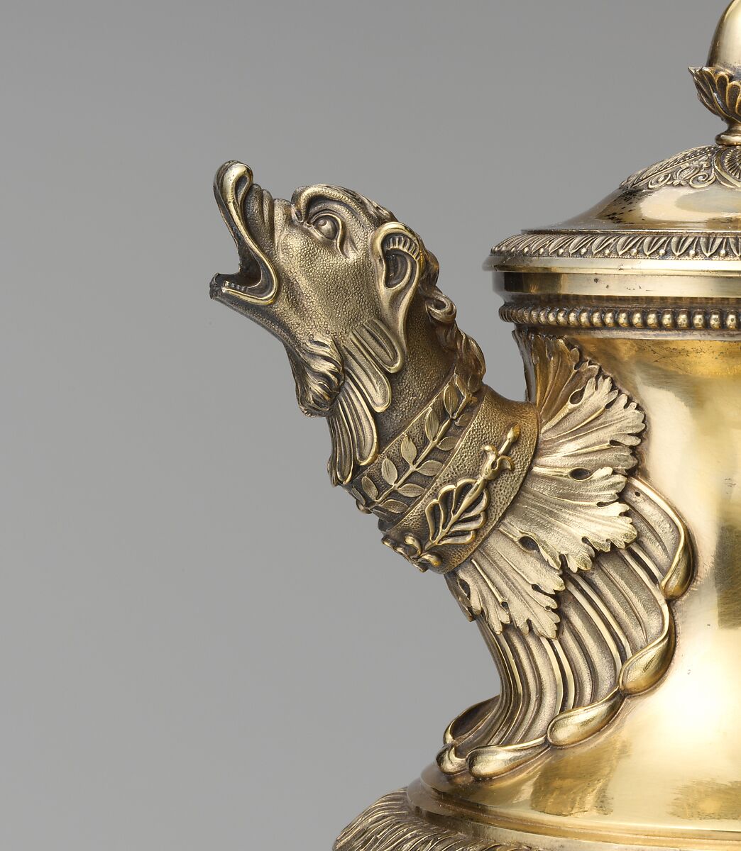 Coffeepot, Martin-Guillaume Biennais (French, 1764–1843, active ca. 1796–1819), Silver gilt, French, Paris