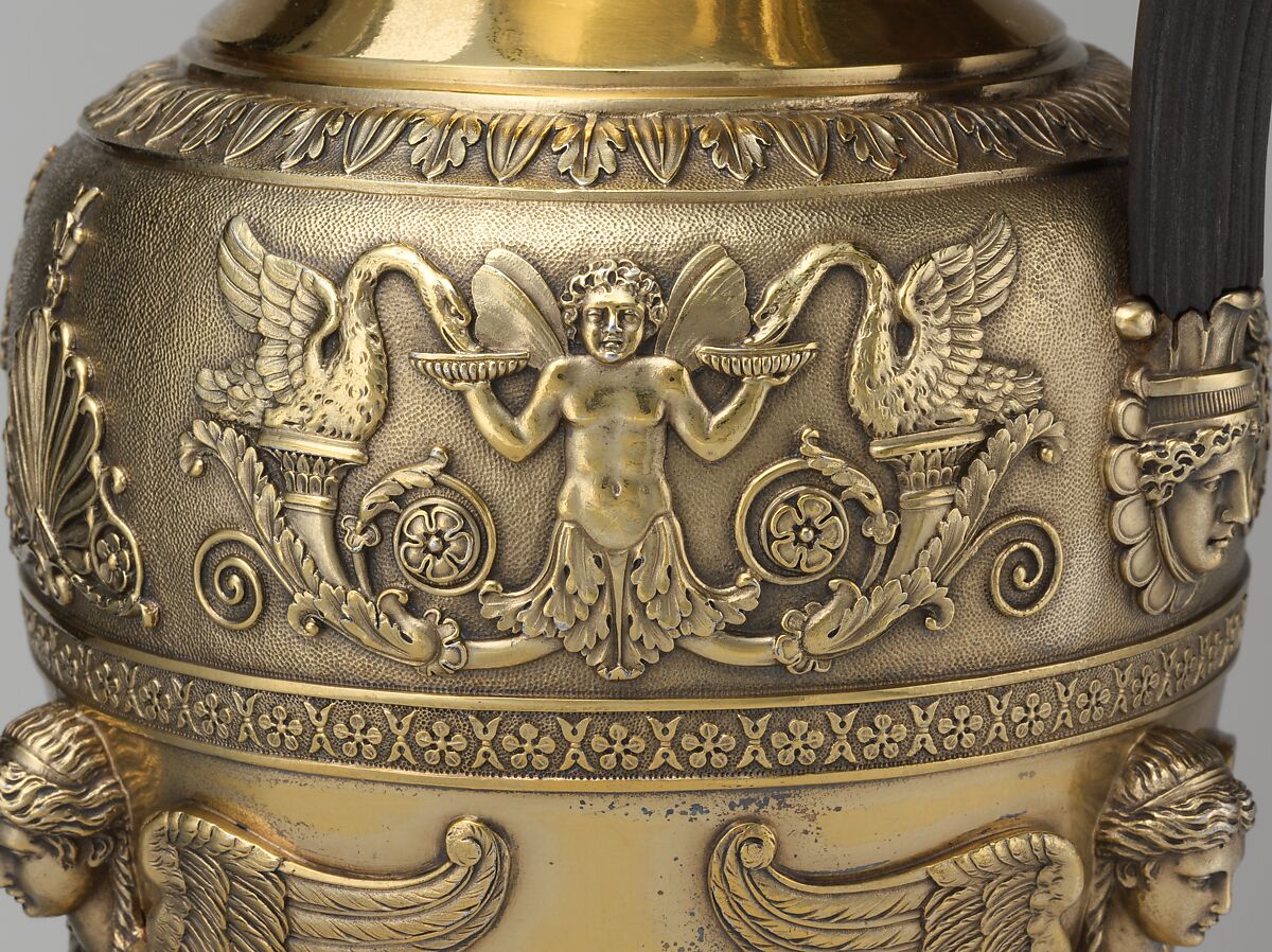 Coffeepot, Martin-Guillaume Biennais (French, 1764–1843, active ca. 1796–1819), Silver gilt, French, Paris