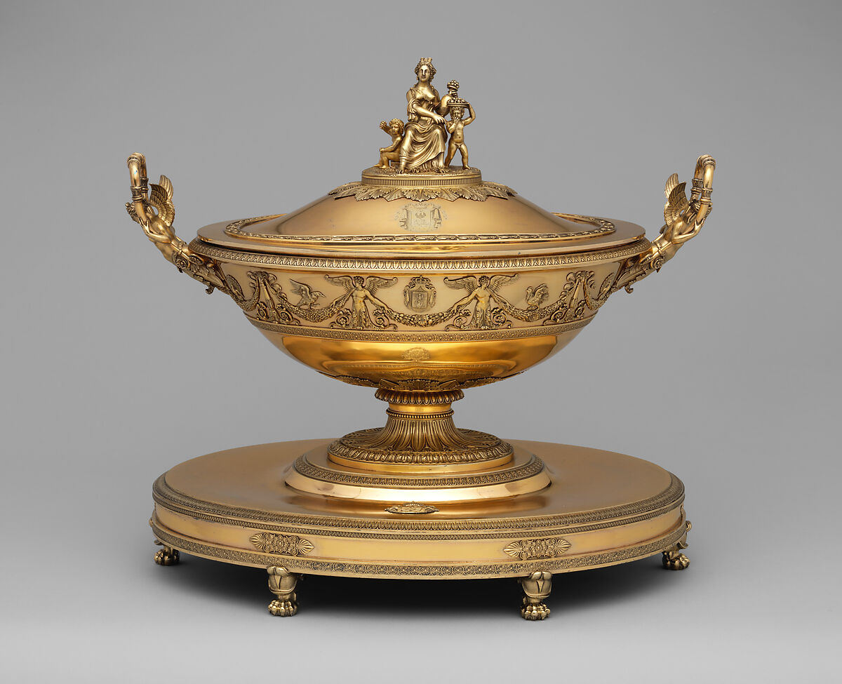 Tureen, Charles Percier  French, Silver gilt, French, Paris