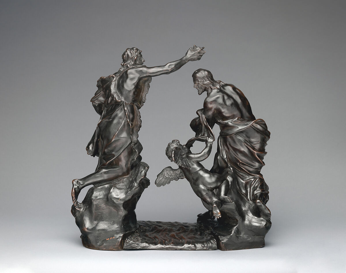 Baptism of Christ, After a model by Alessandro Algardi (Italian, Bologna 1598–1654 Rome), Bronze, Italian, Rome