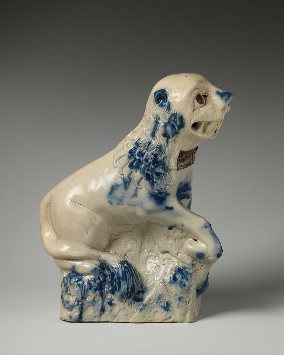 Pair of Chinese dogs of Foo, Salt-glazed stoneware, British, Staffordshire
