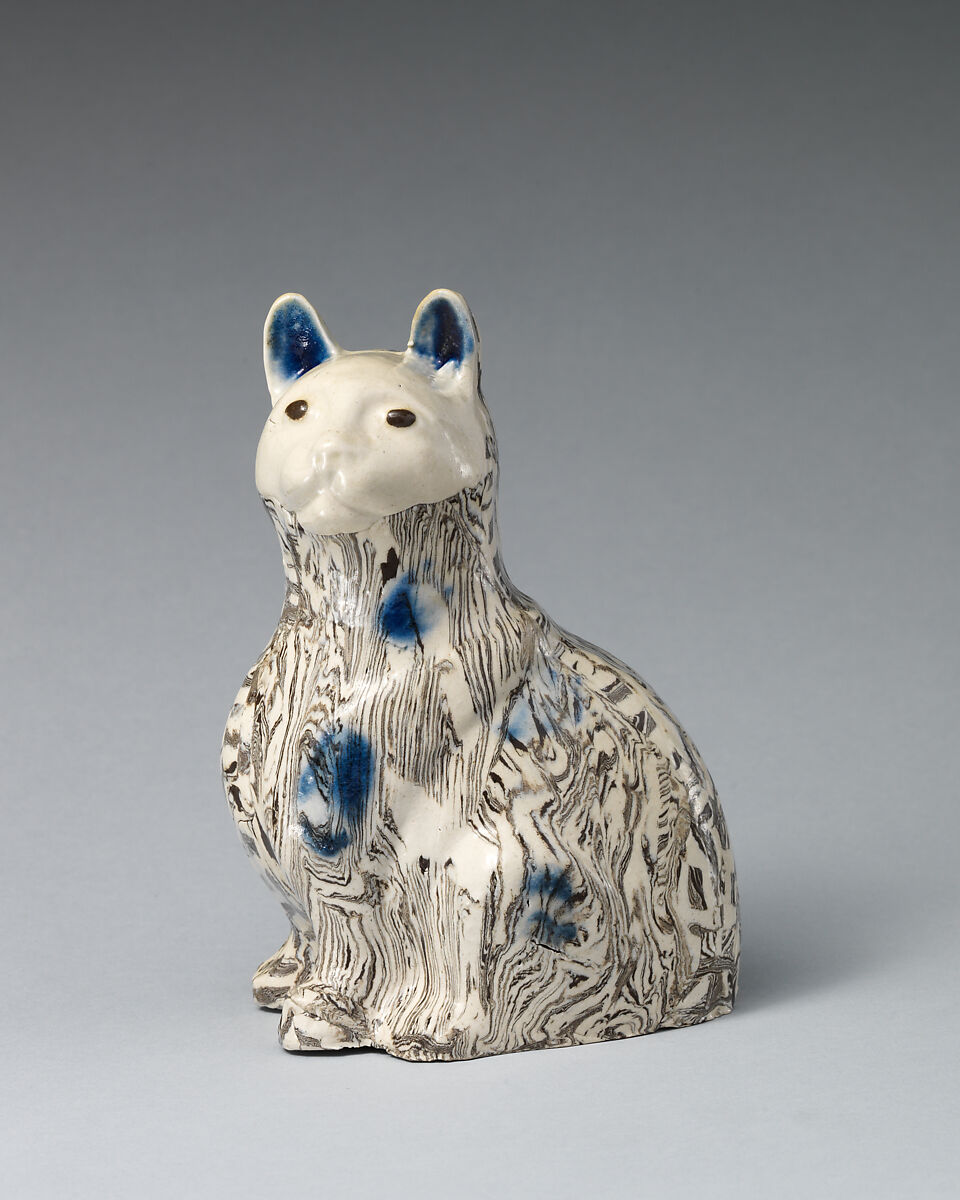 Cat, Salt-glazed stoneware, British, Staffordshire 