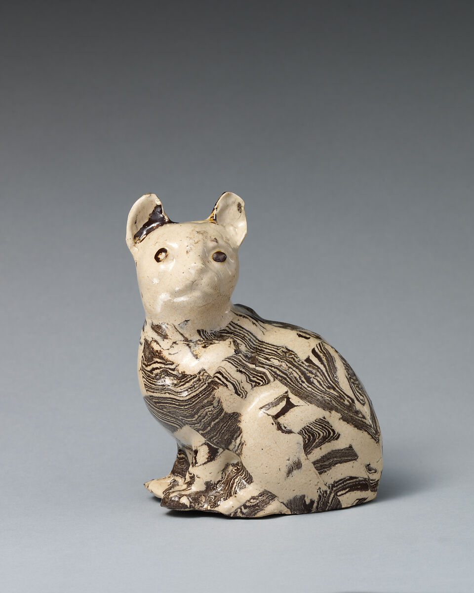 Cat, Salt-glazed stoneware, British, Staffordshire 