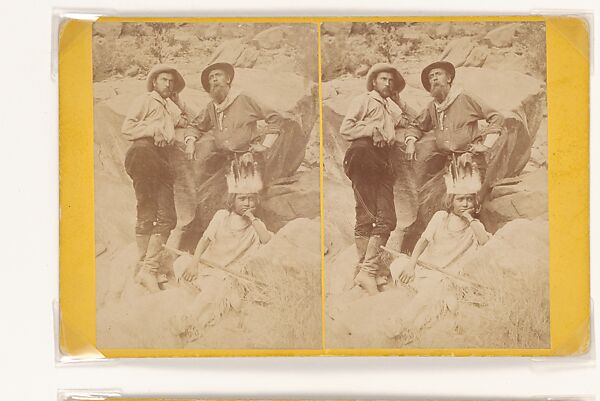 Three Stereographs, Thomas Moran (American (born England), Bolton, Lancashire 1837–1926 Santa Barbara, California), Three stereographs, mounted at corners on archival paperboard backing framed in Plexiglas, American